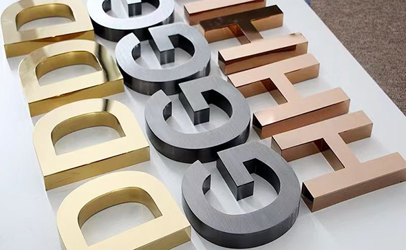 Electroplated stainless steel signs