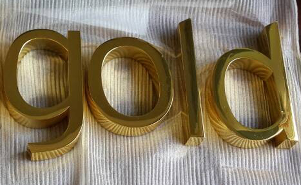 Electroplated gold signs